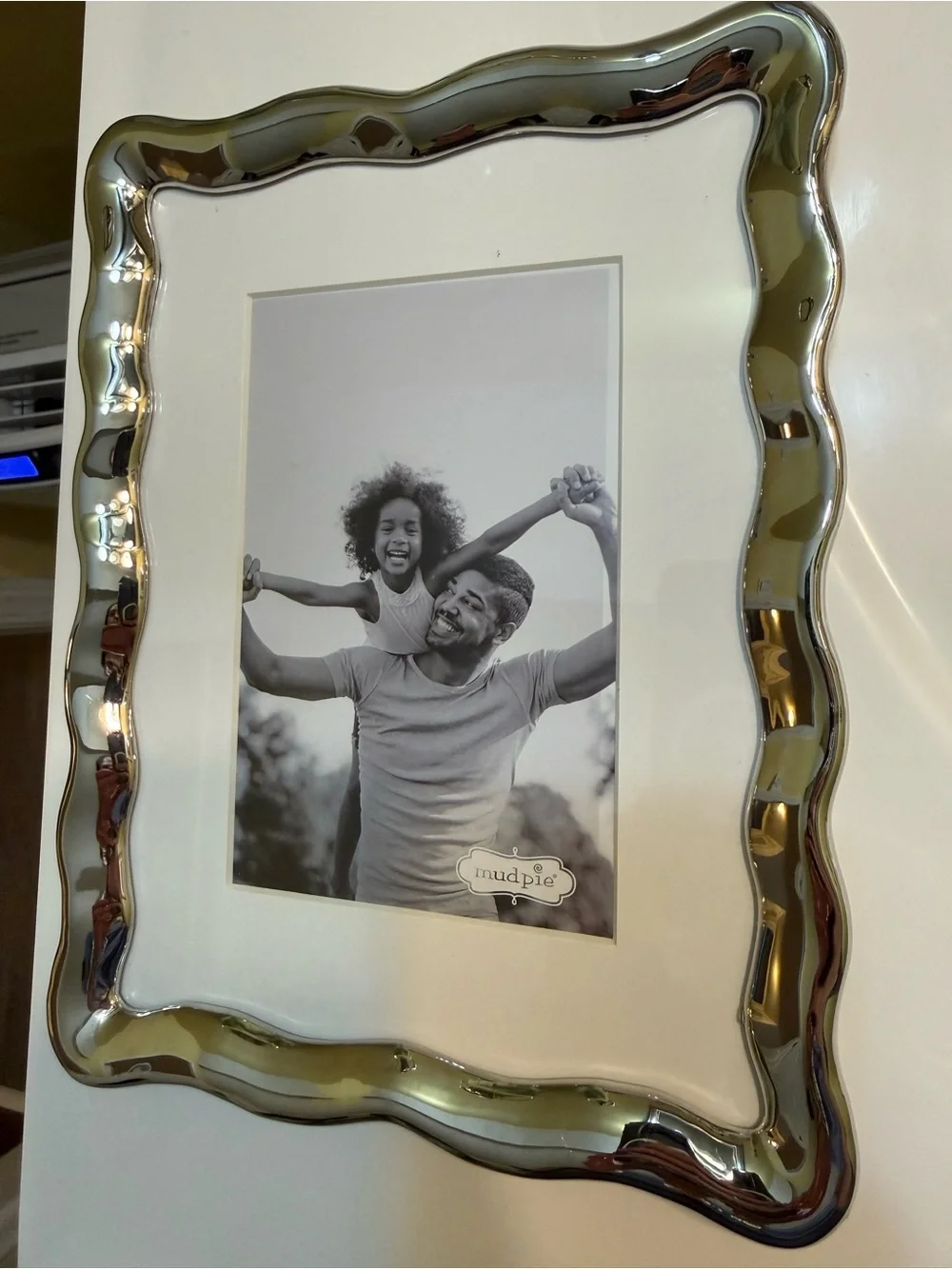 Mud Pie Shiny Silver Wavy-Edge Picture Frame